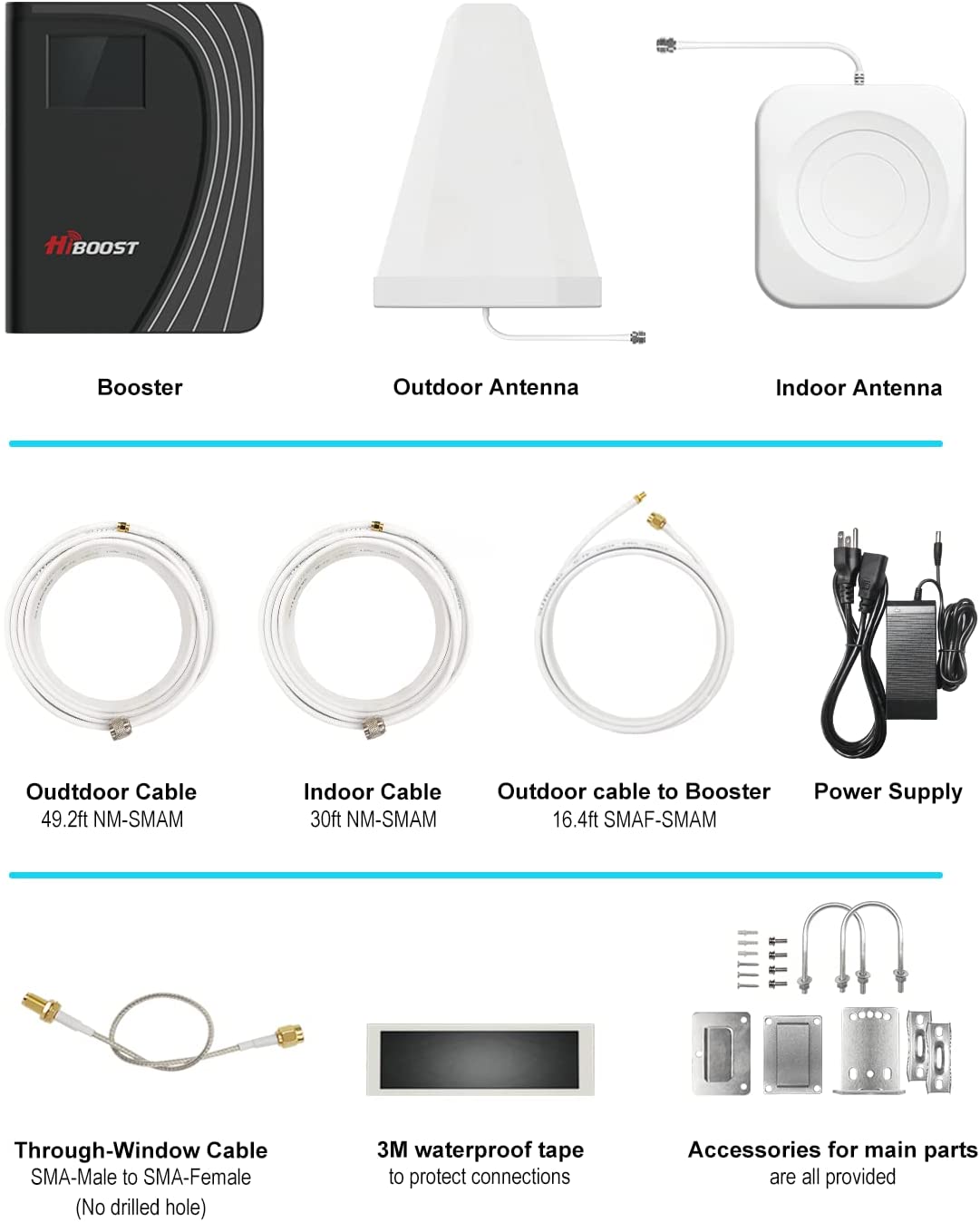 Hiboost Home MultiRoom - Cell Phone Signal Booster | Boosts 4G LTE & 5G up to 6,000 sq ft for All U.S. Carriers - Verizon, AT&T, T-Mobile & More | Touch Screen Monitor with 2 Antennas| FCC Approved - Image 1